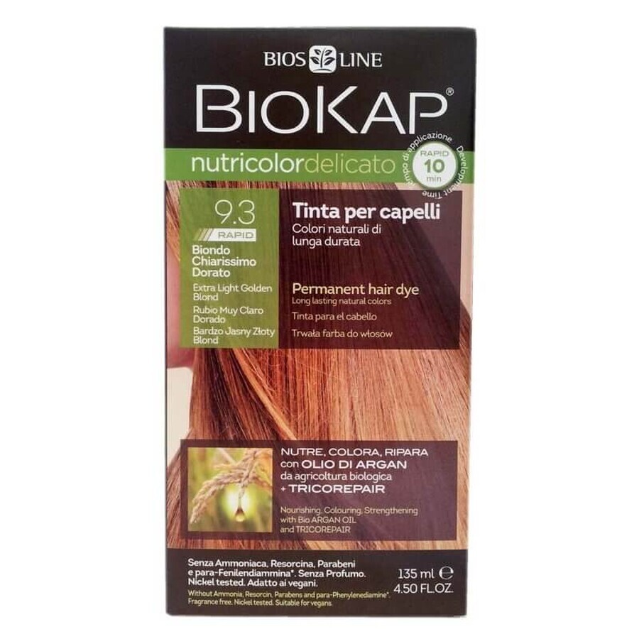 Nutricolor Delicato Rapid haarverf, Extra Licht Goudblond 9.3, 135 ml, Biokap