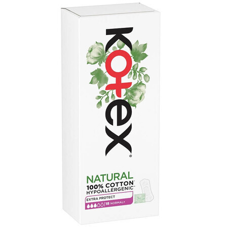 Kotex Extra Protect Normal+ Natural Daily Binden, 18 Stück, Kimberly-Clark