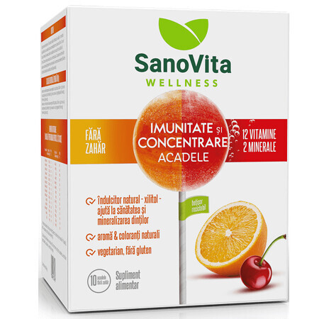 Zuckerfreie Lutscher für Immunität und Konzentration, 10 Stück, Sanovita Wellness