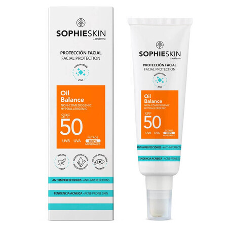 Creme für fettige Haut mit Sonnenschutz SPF 50 Oil Balance Facial Protection, 50 ml, Sophieskin