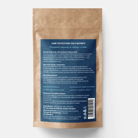 Sare celtica fina, extrasa manual, 250 g, Nutrific