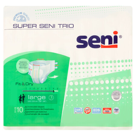 Super Seni Trio, Windeln, Large, 10 Stück