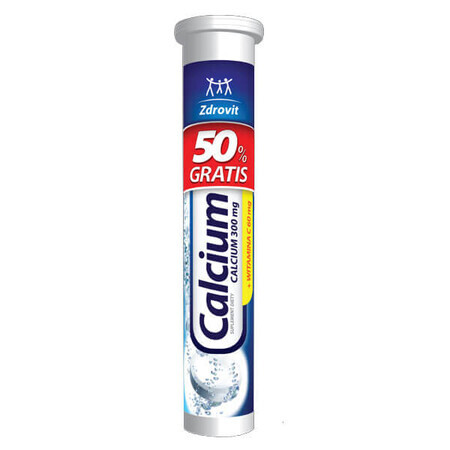 Zdrovit Calcium 300 mg + Vitamina C 60 mg, aromă de mandarine, 20 comprimate efervescente