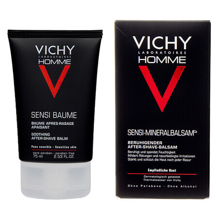 Vichy Homme Sensi Baume, Balsam calmant după bărbierit pentru pielea sensibilă, 75 ml