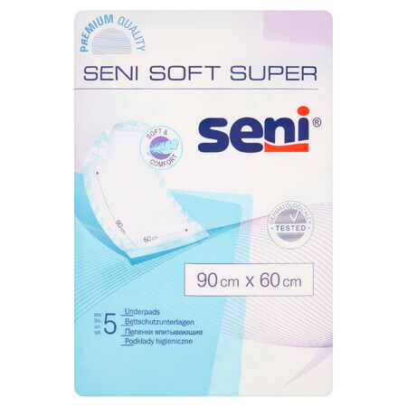 Seni Soft Super, Hygieneeinlagen, 90 cm x 60 cm, 5 Stück