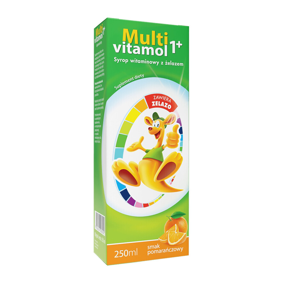 Multivitamol 1+, sirop de vitamine cu fier pentru copii de la 1 an, aromă de portocale, 250 ml
