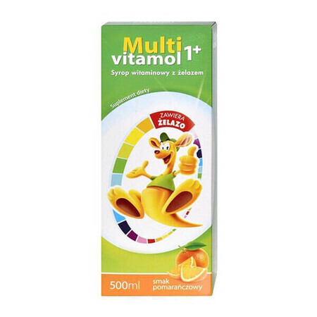 Multivitamol 1+, sirop de vitamine cu fier pentru copii de la 1 an, aromă de portocale, 500 ml