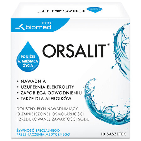 Orsalit, lichid de rehidratare orală pentru copii sub 6 luni, 10 plicuri