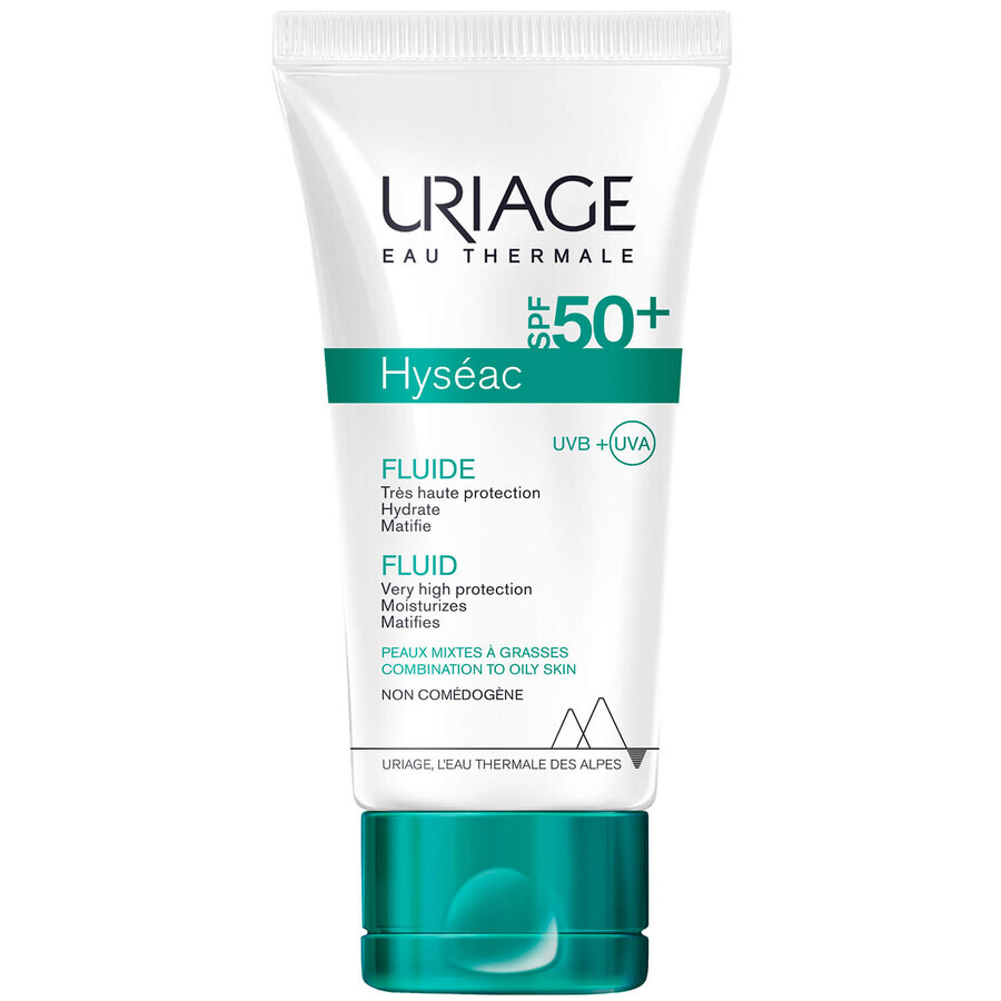 Uriage Hyseac, fluid de protecție solară pentru ten gras și mixt, SPF 50+, 50 ml