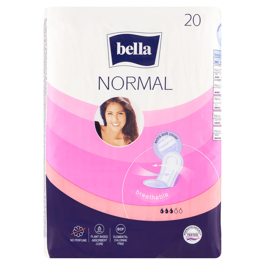 Bella Normal, absorbante sanitare Softiplait, anatomice, 20 buc.