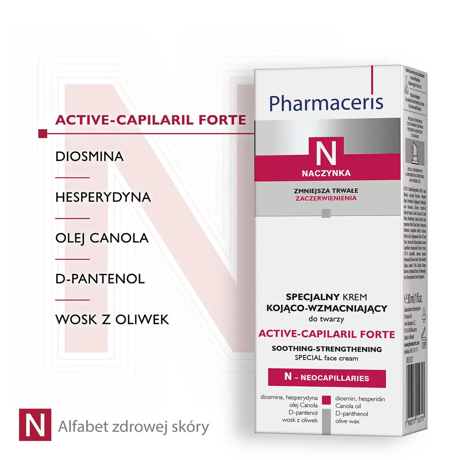 Pharmaceris N Active-Capilaril Forte, crème spéciale visage apaisante et fortifiante, 30 ml