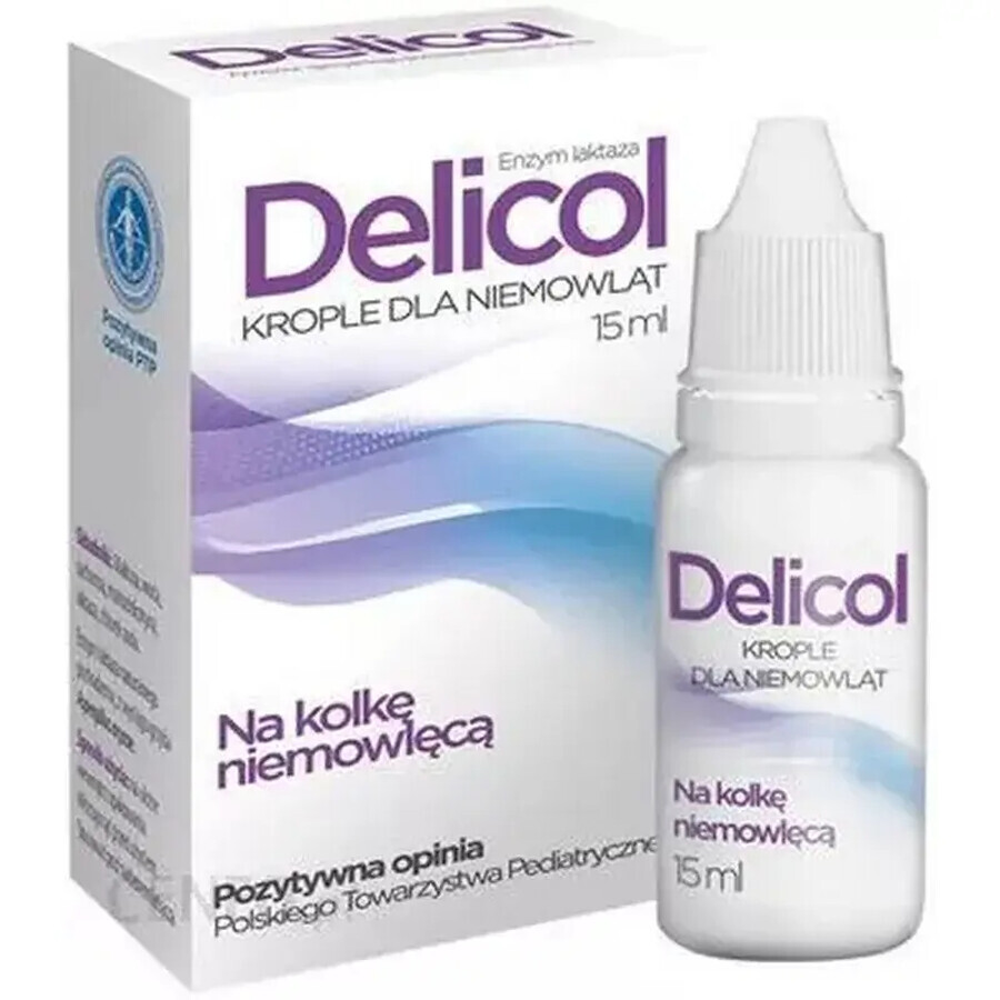 Delicol, lactase enzyme, colic infant drops, 15 ml