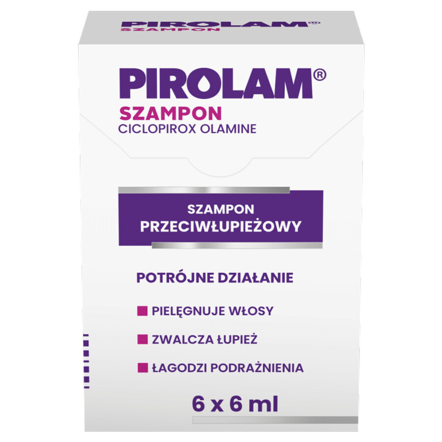 Pirolam, șampon anti-mătreață, 6 plicuri x 6 ml AMBALAJ DAMAGED PACKAGING