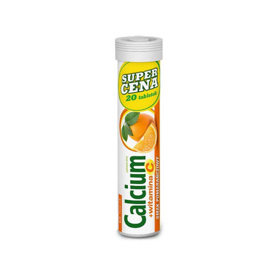 Calciu + vitamina C, aromă de portocale, 20 comprimate efervescente
