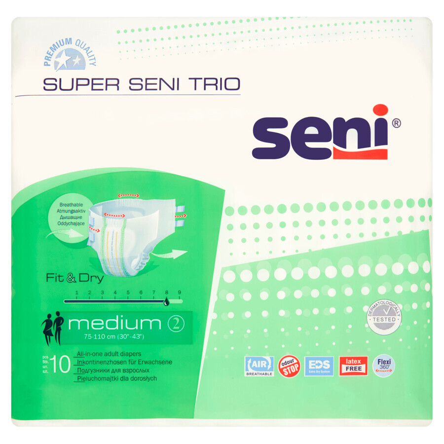 Super Seni Trio, scutece, mediu, 10 buc.