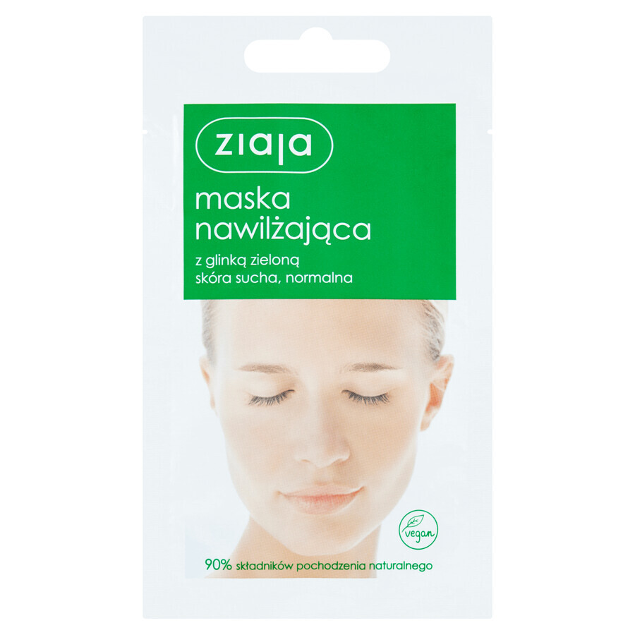 Ziaja, Feuchtigkeitsmaske mit grüner Tonerde, für trockene und normale Haut, 7ml