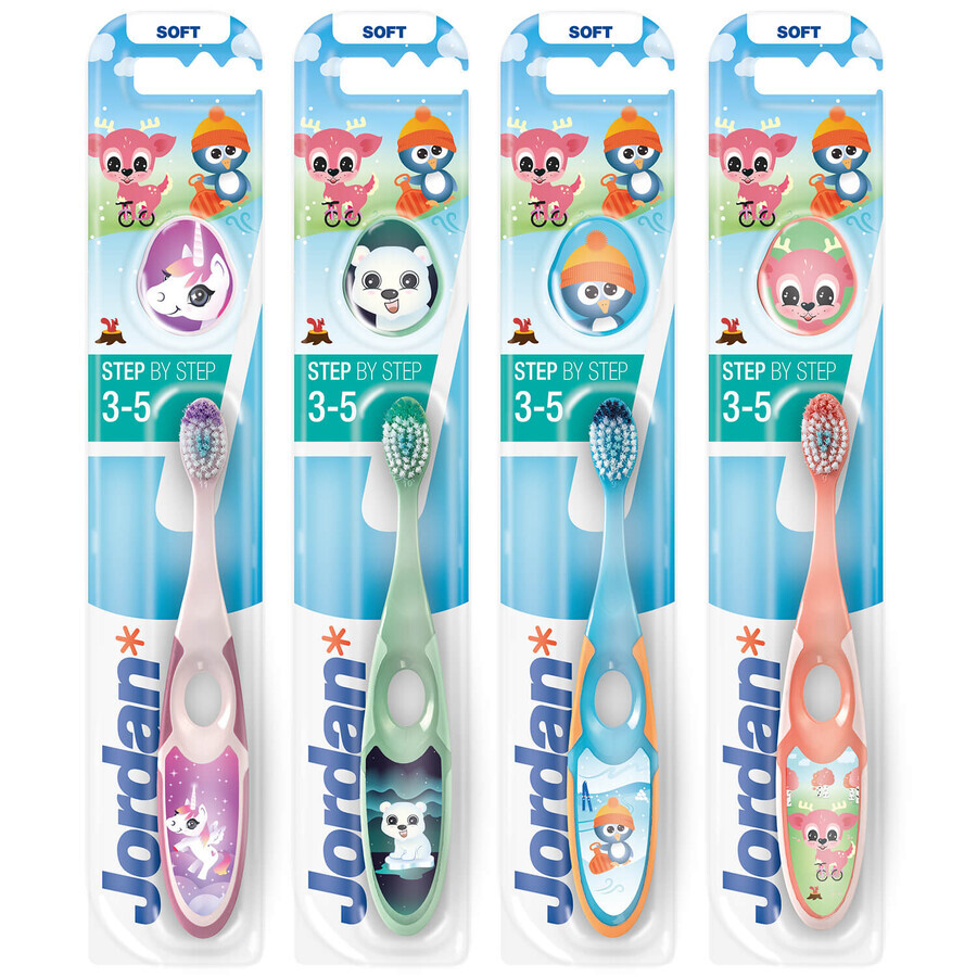 Kinder Zahnbürste, Jordan Step by Step, für Kinder von 3-5 Jahren, weiche Borsten
