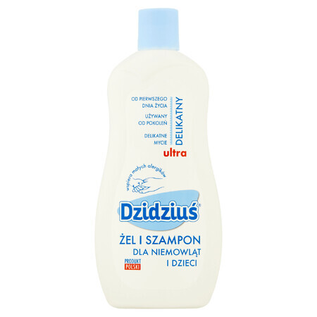 Dzidziuś Ultra Delicate, gel de spălare și șampon pentru bebeluși și copii, 500 ml