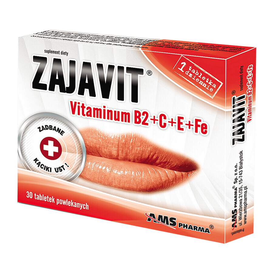 Zajavit, Vitaminum B2 + C + E+ Fe, 30 tabletek