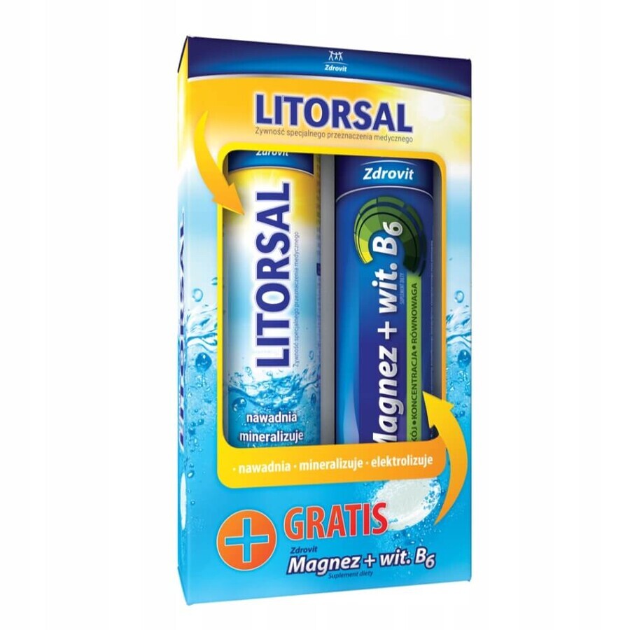 Zdrovit Litorsal, 24 bruistabletten + Magnesium met vitamine B6, 24 bruistabletten