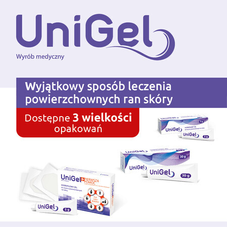 UniGel, gel hidrofilic pentru tratamentul rănilor superficiale ale pielii, 5 g
