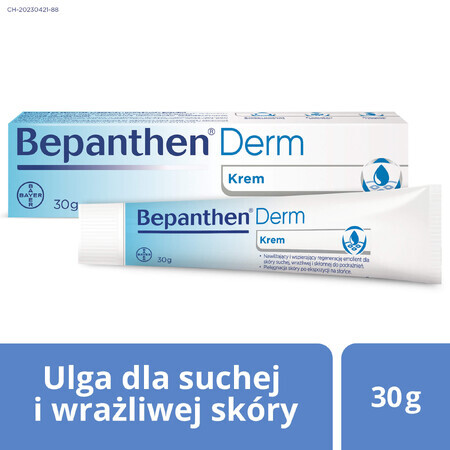 Bepanthen Derm Cream, cremă specializată pentru corp, piele uscată, predispusă la iritații, din ziua 1, 30 g