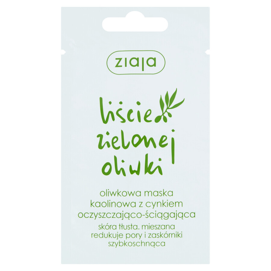 Ziaja Green Olive Leaf, Mască de caolin cu zinc, de curățare și purificare, 7 ml
