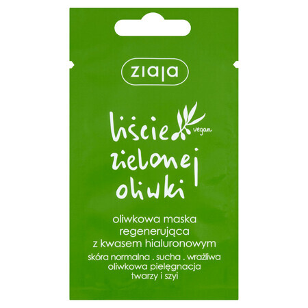 Ziaja Olive Leaf, Hyaluronsäure regenerierende Maske, 7ml