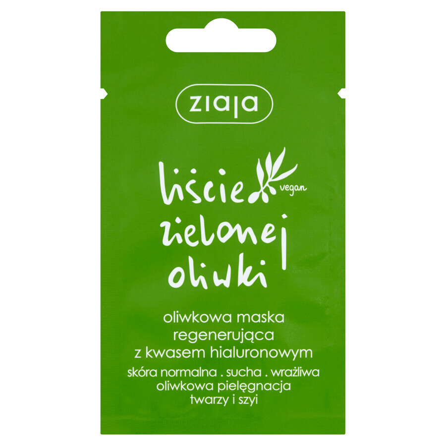 Ziaja Green Olive Leaf, Mască regenerantă cu acid hialuronic, 7 ml
