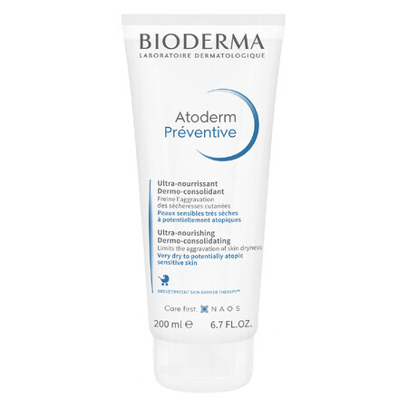 Bioderma Atoderm Preventive, Cremă nutritivă pentru întărirea pielii pentru copii și bebeluși, piele atopică, 200 ml