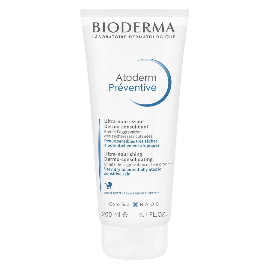 Bioderma Atoderm Preventive, Cremă nutritivă pentru întărirea pielii pentru copii și bebeluși, piele atopică, 200 ml