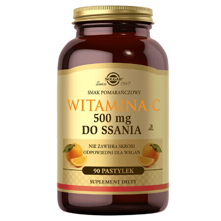 Hochwertige Solgar Orangenarom-Pastillen mit Vitamin C (90 Stück) - Nahrungsergänzungsmittel für das Immunsystem und die Gesundheit.