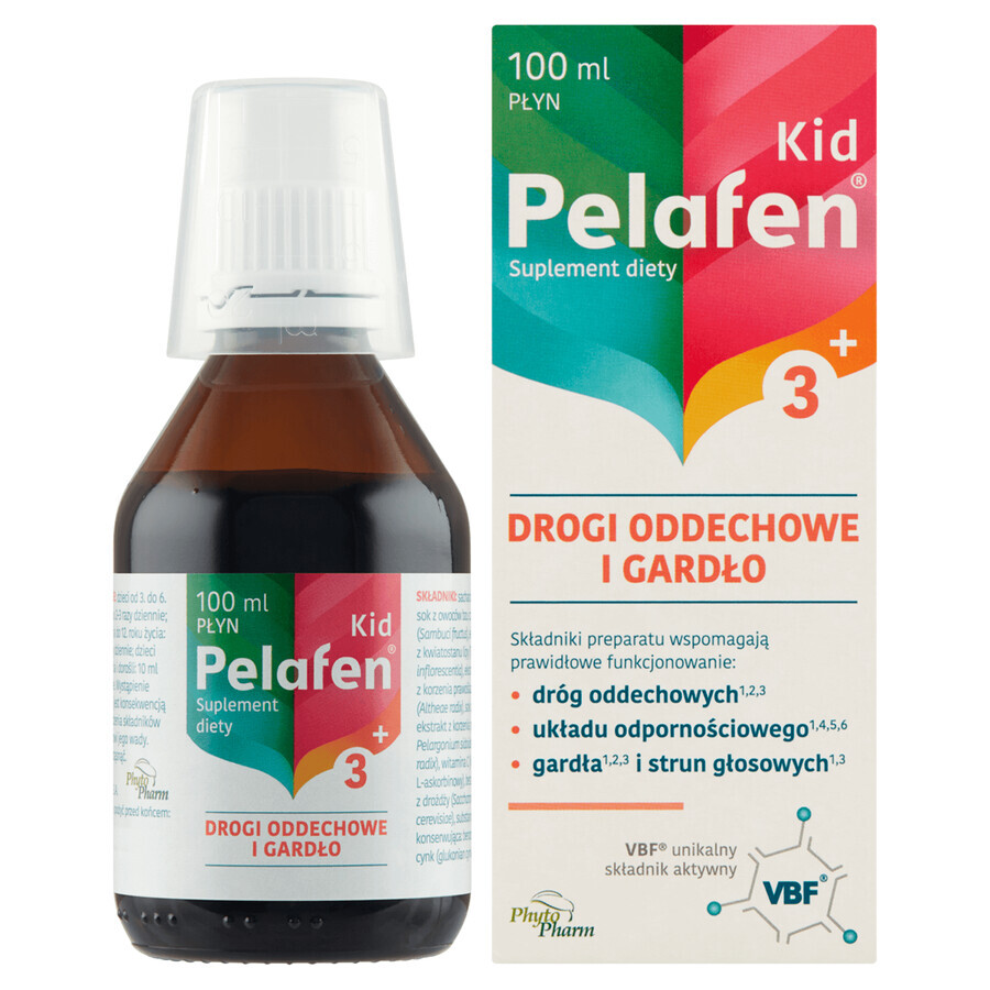 Pelafen Kid 3+, sirop pentru copii de peste 3 ani și adulți, aromă de fructe, 100 ml