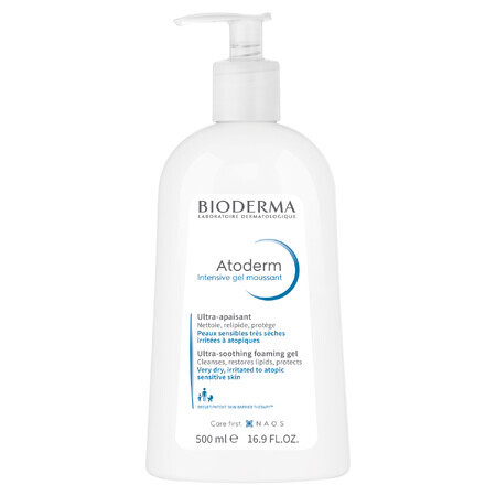 Bioderma Atoderm Intensive Gel Moussant, Gentle cleansing gel to reduce skin itching, without soap, 500 ml