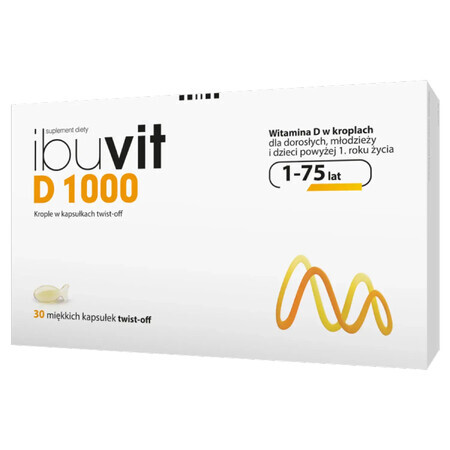 Ibuvit D 1000, vitamin D for children over 1 year, adolescents and adults, 30 twist-off capsules