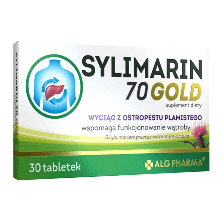 Sylimarin 70 Gold - Nahrungsergänzungsmittel, 30 Tabletten - Leberunterstützung  amp; antioxidative Wirkung, Hochwertige Qualität.