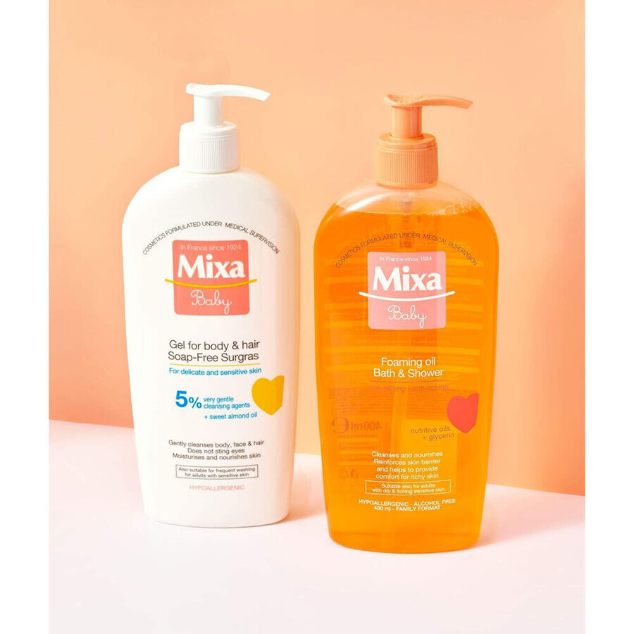 Mixa Baby Sanftes 2-in-1 Shampoo und Badegel, 400ml