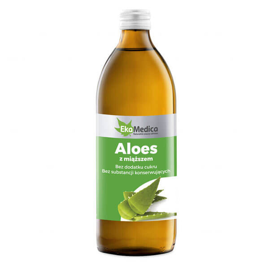 Aloe Vera Fruchtsaft 99,8% mit Fruchtfleisch - Premium Qualität von EkaMedica - 500 ml