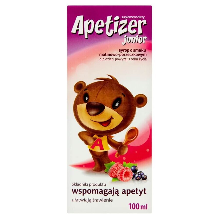 Apetizer, sirop pentru copii cu vârsta peste 3 ani, aromă de zmeură și coacăze, 100 ml