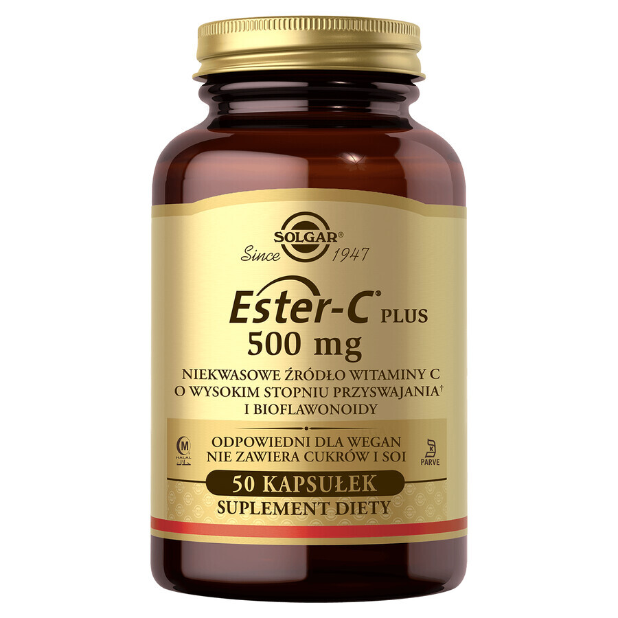 Solgar Ester C-Plus 500 mg vitamine C, 50 capsules