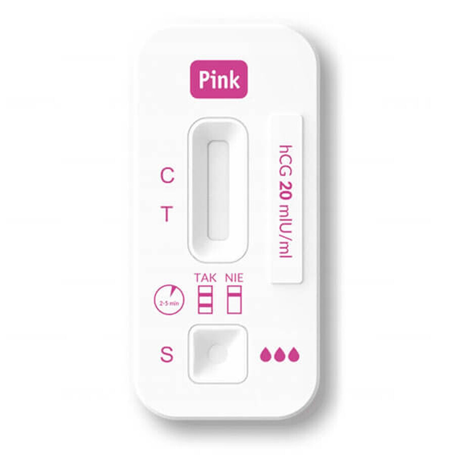Domowe Laboratorium Pink, test de sarcină cu trombocite, super sensibil 10 mlU/ml, 1 bucată