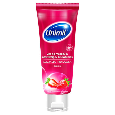 Unimil Juicy Strawberry, feuchtigkeitsspendendes Intimmassagegel, essbar, 200 ml