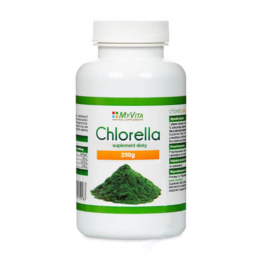 Bio Chlorella Pulver, 250g - Hochwertiges Nahrungsergänzungsmittel von MyVita