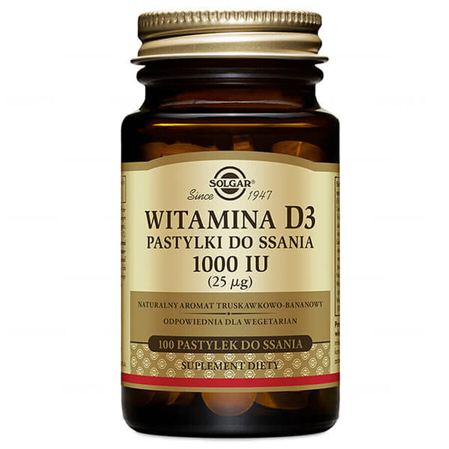 Solgar Vitamin D3 1000 IU, 100 tablets