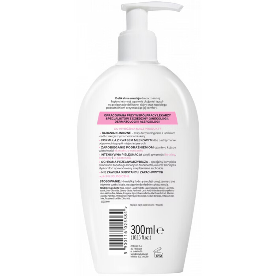 AA Intymna Sensitive, emulsión para la higiene íntima, calmante y protectora, dosificador, 300 ml