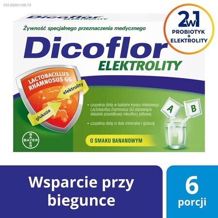 Dicoflor Elektrolity, for children and adults, banana flavor, 12 sachets