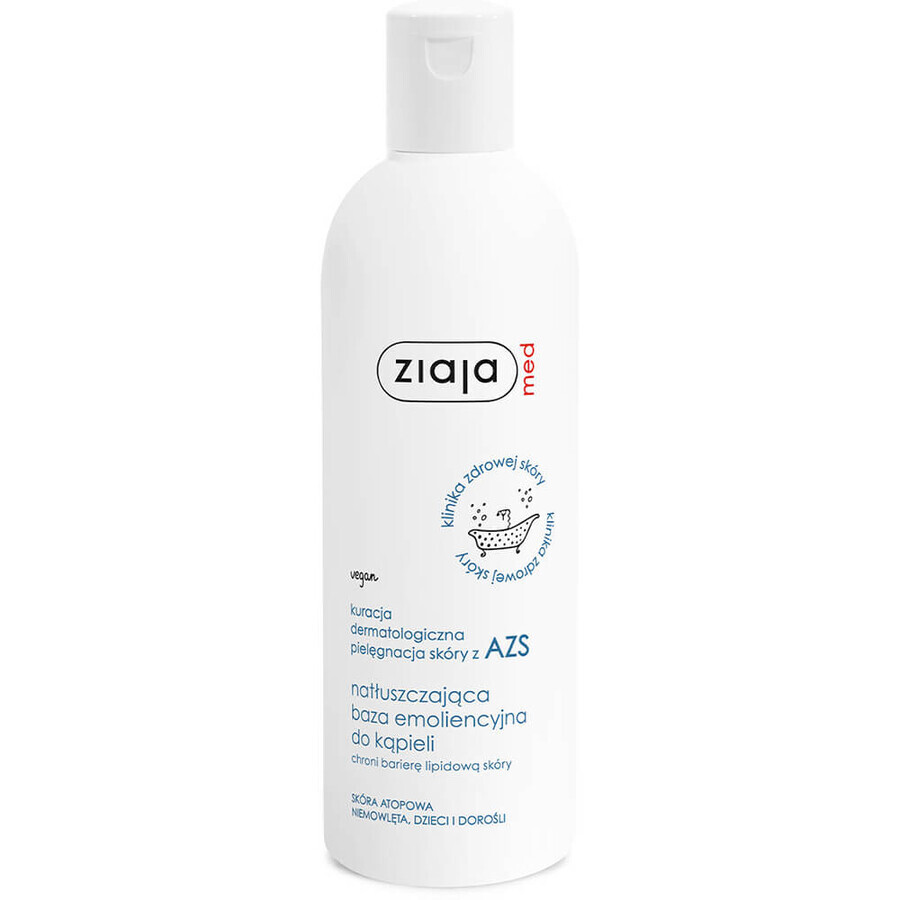 Ziaja Med AZS Traitement dermatologique, base de bain émolliente hydratante, 270 ml