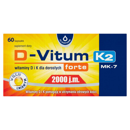 D-Vitum Forte 2000 UI. K2 MK-7, 60 cápsulas