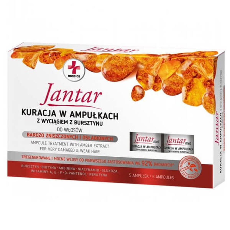 Jantar Medica, amberbehandeling voor beschadigd en verzwakt haar, 5 ml x 5 ampullen