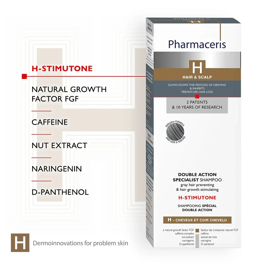 Pharmaceris H, Stimutone, șampon pentru încetinirea procesului de încărunțire și stimularea creșterii părului, 250 ml